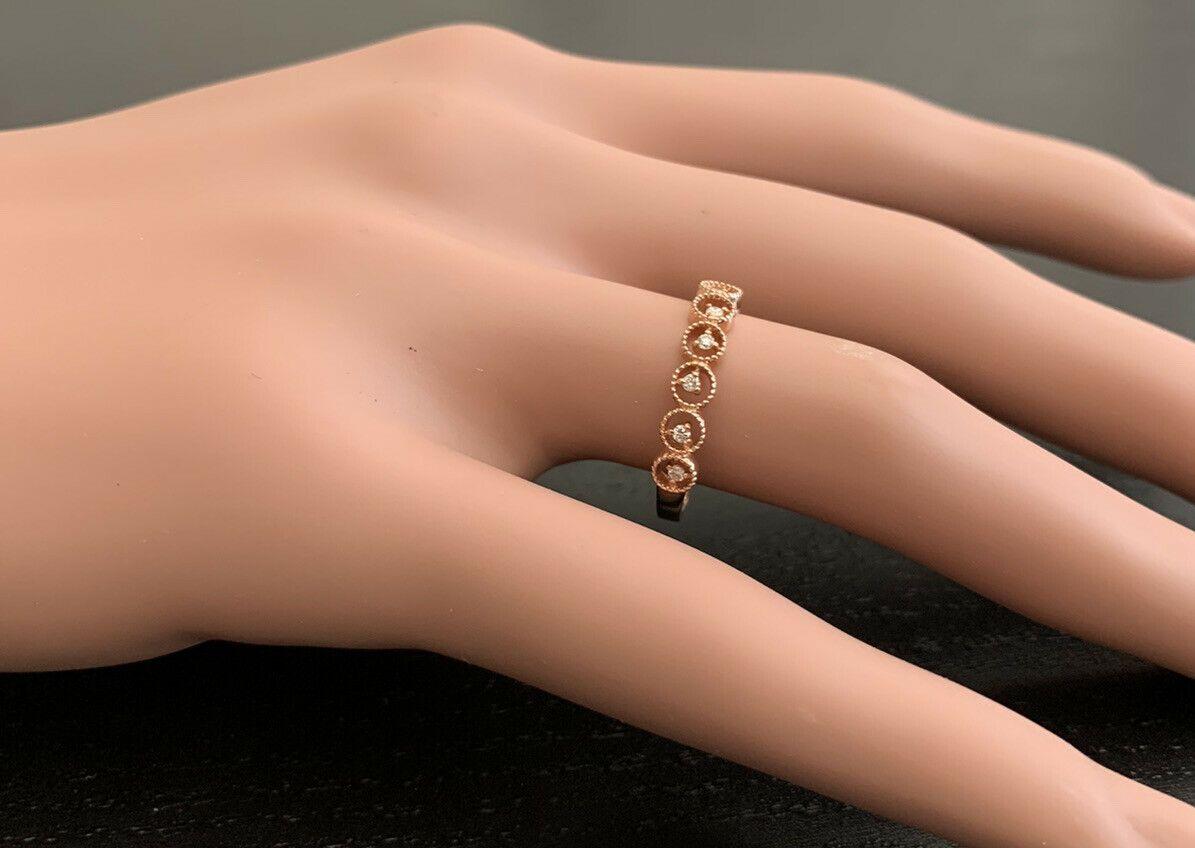Women's Natural Diamond 14 Karat Solid Rose Gold Band Ring For Sale