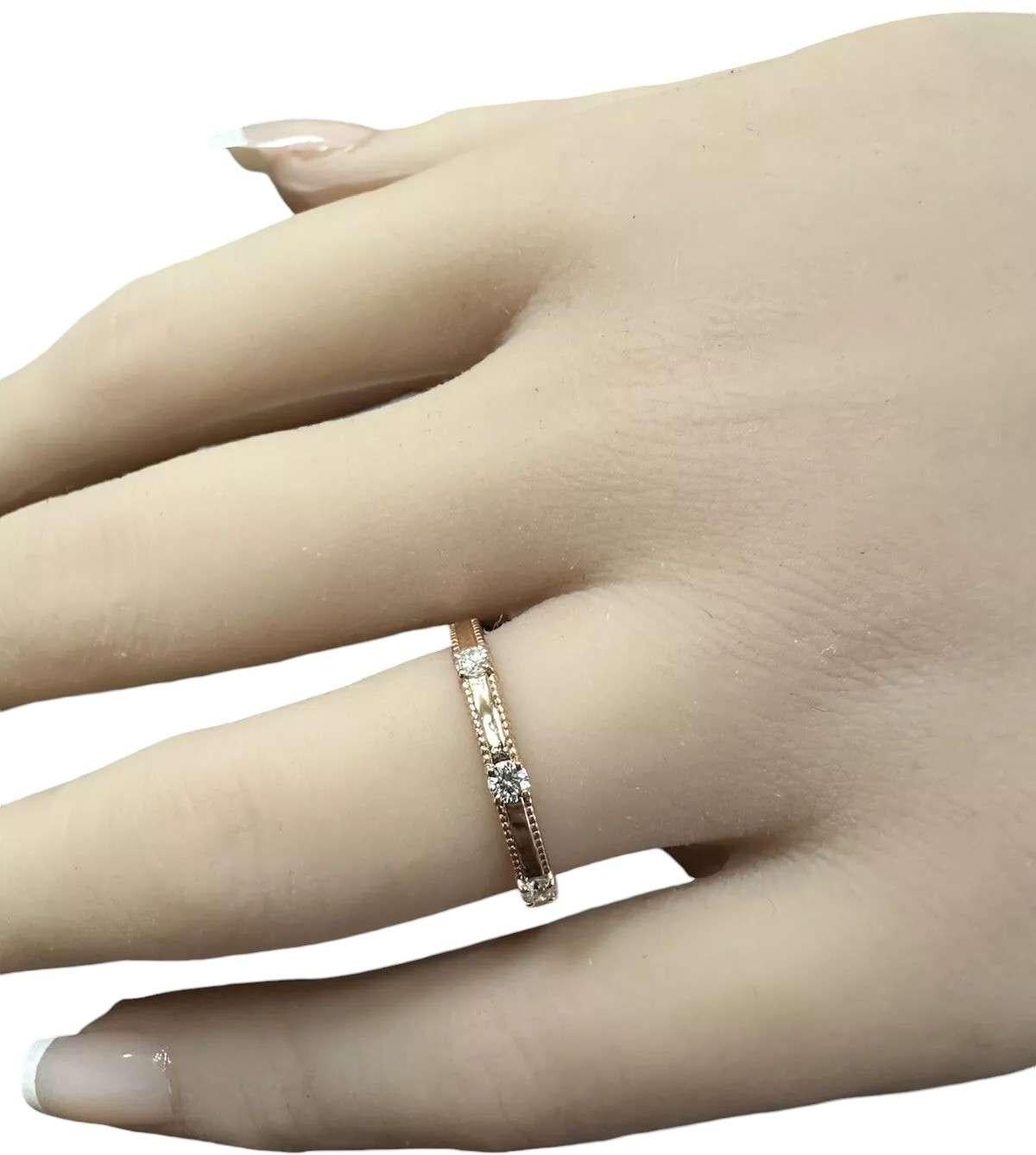 Bague en or rose massif 14K avec diamant naturel Pour femmes en vente