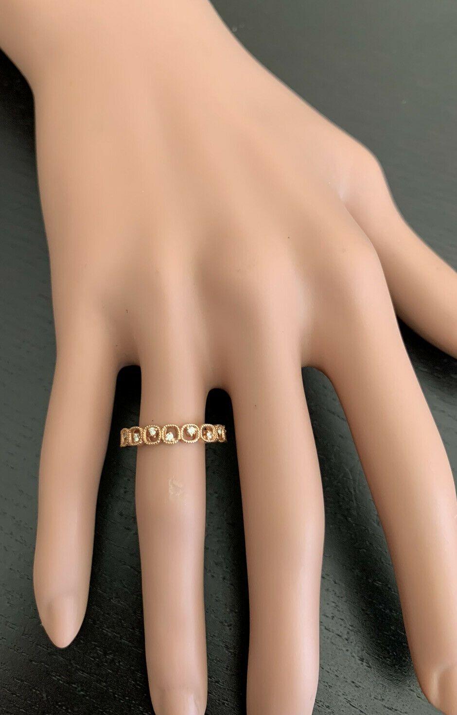 Natural Diamond 14 Karat Solid Rose Gold Band Ring For Sale 2