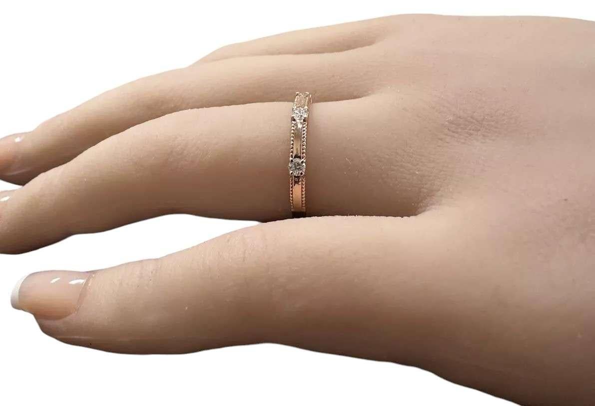 Bague en or rose massif 14K avec diamant naturel en vente 2