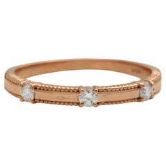 Natural Diamond 14K Solid Rose Gold Band Ring
