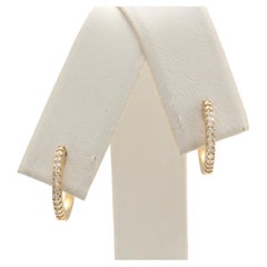 Natural Diamond 14K Solid Yellow Gold Hoop Earrings