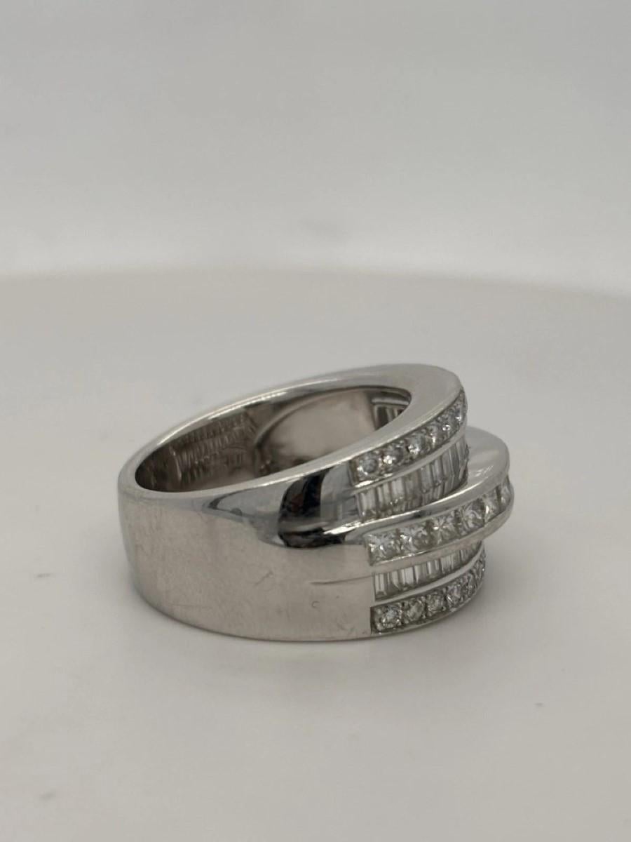 Princess Cut Natural Diamond 14K White Gold 1.80CTW Wide Channel Set Band Ring Size 8 For Sale