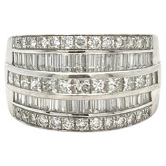 Natural Diamond 14K White Gold 1.80CTW Wide Channel Set Band Ring Size 8