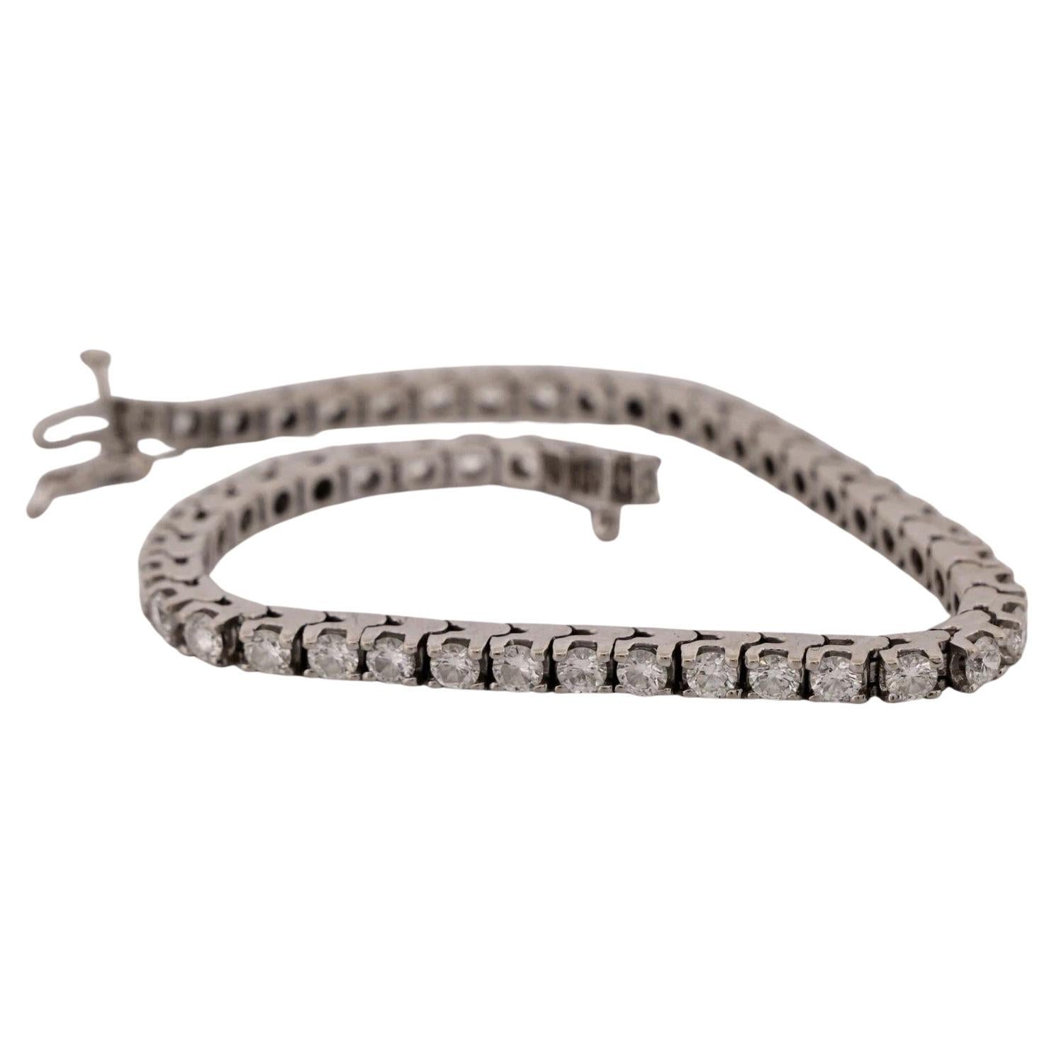 Natural Diamond 14K White Gold 4.00ctw SI2 G-H 7in 11.74g Tennis Bracelet in vendita