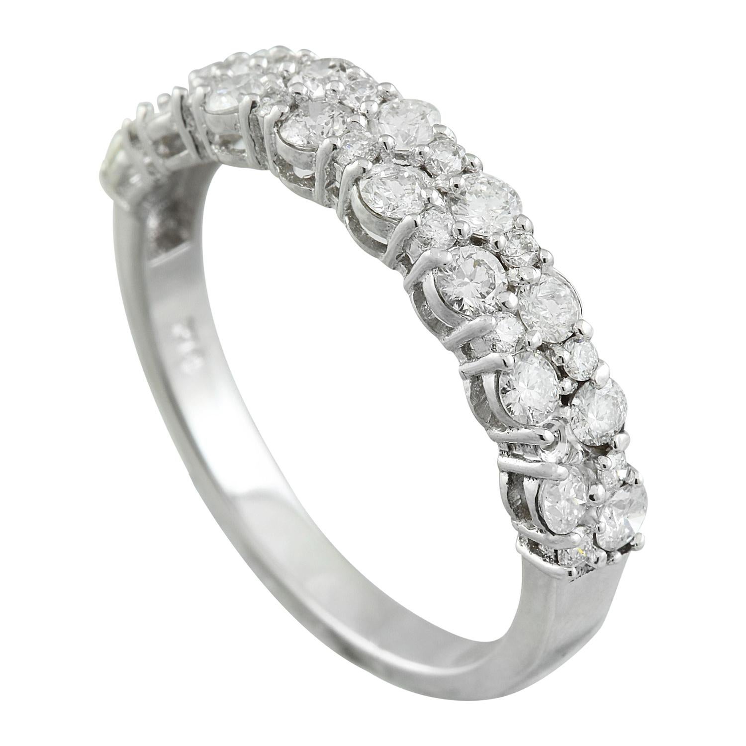 Round Cut Natural Diamond 14K White Gold Ring For Sale