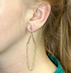 Natural Diamond 14K Yellow Gold Dangle Earring