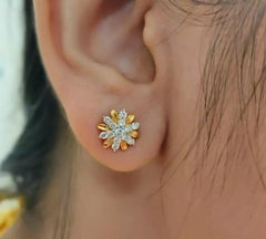 Natural Diamond 14k Yellow Gold Earrings Screw Back Studs