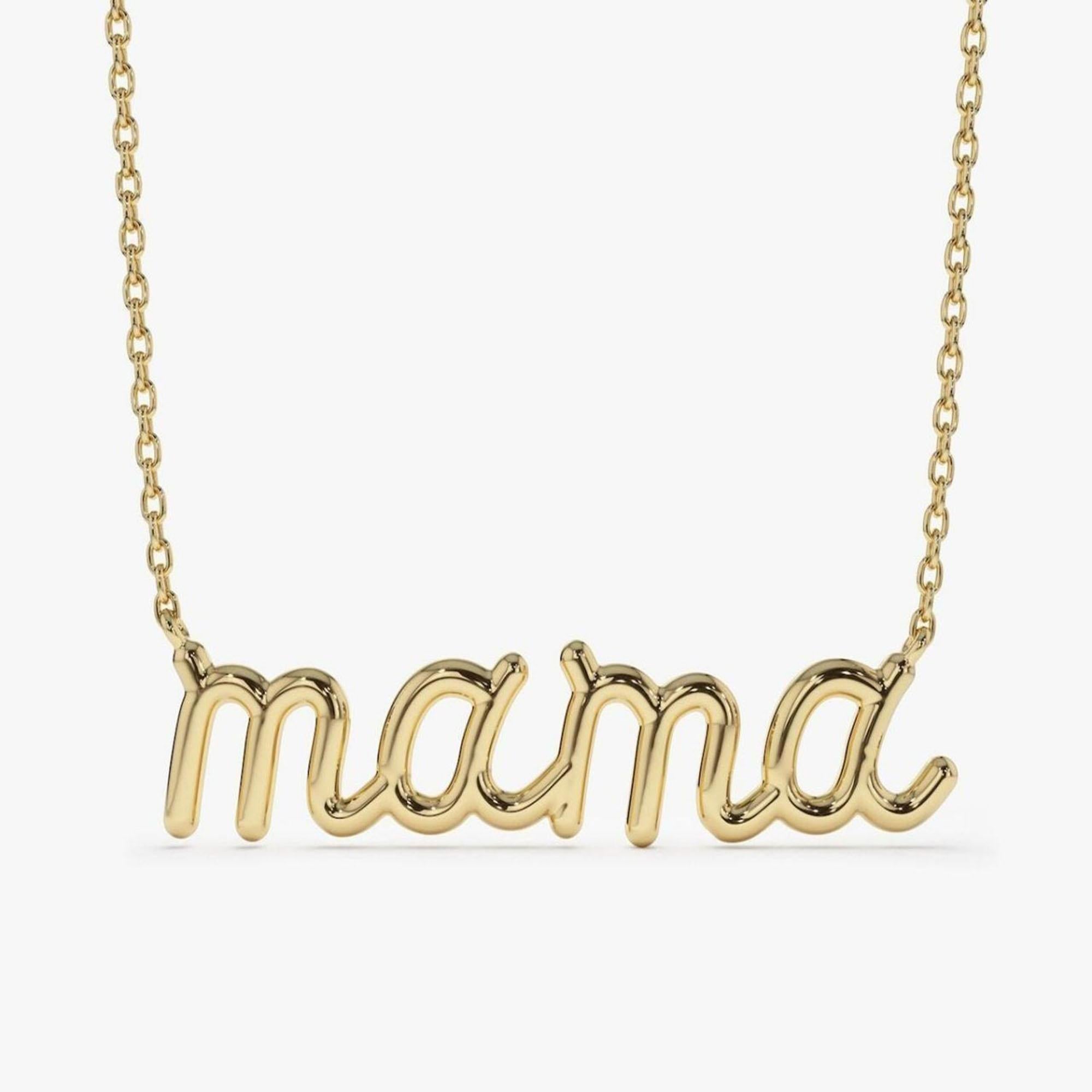 Natural Diamond 14K Yellow Gold Letter MAMA Necklace