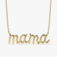 Halskette MAMA, natürlicher Diamant 14K Gelbgold Buchstabe MAMA