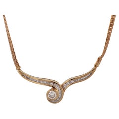 Natural Diamond, 14K Yellow Gold Necklace