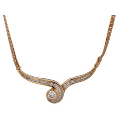 Natural Diamond, 14K Yellow Gold Necklace