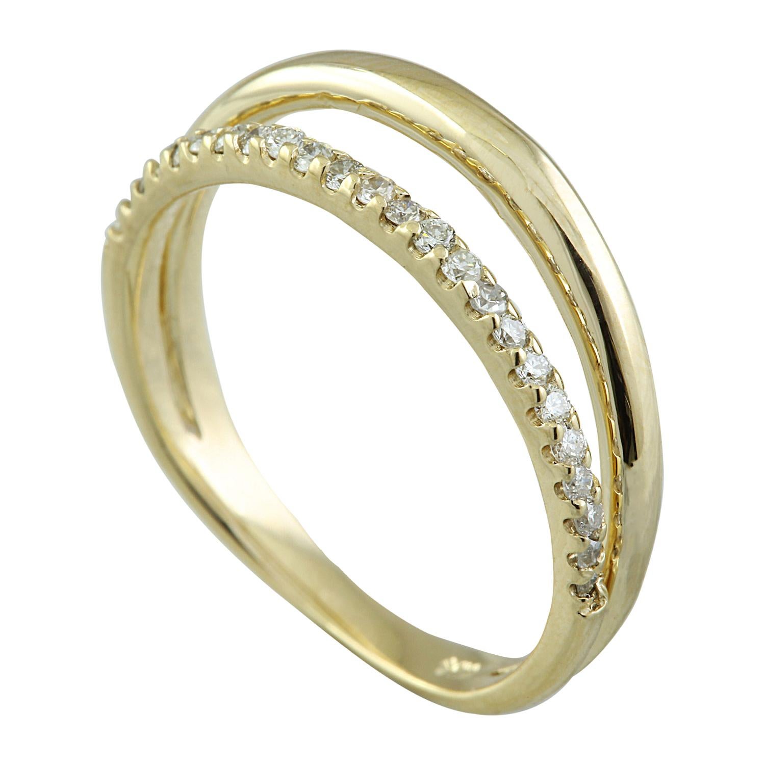 Ring aus 14 Karat Gelbgold mit natürlichem Diamanten (Rundschliff) im Angebot