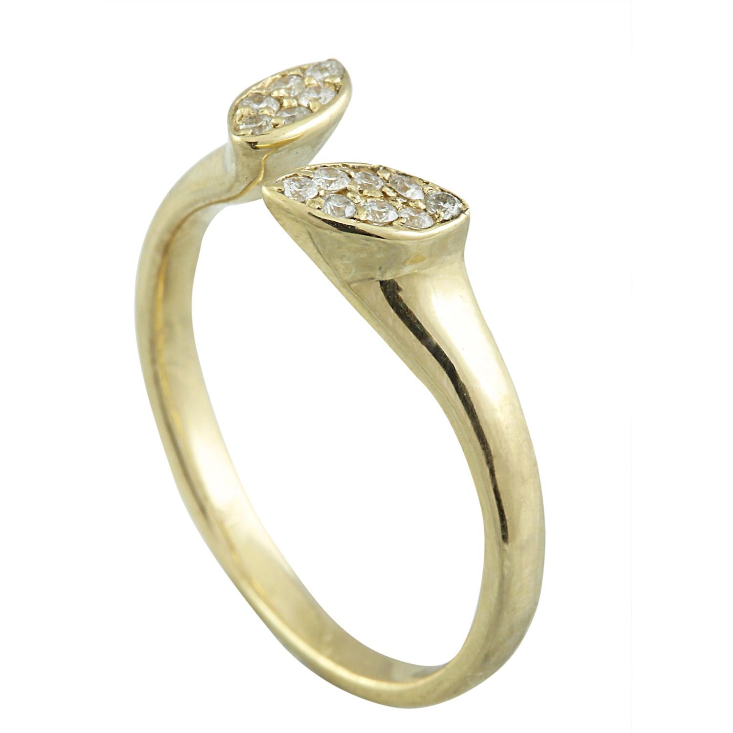Round Cut Natural Diamond 14K Yellow Gold Ring For Sale