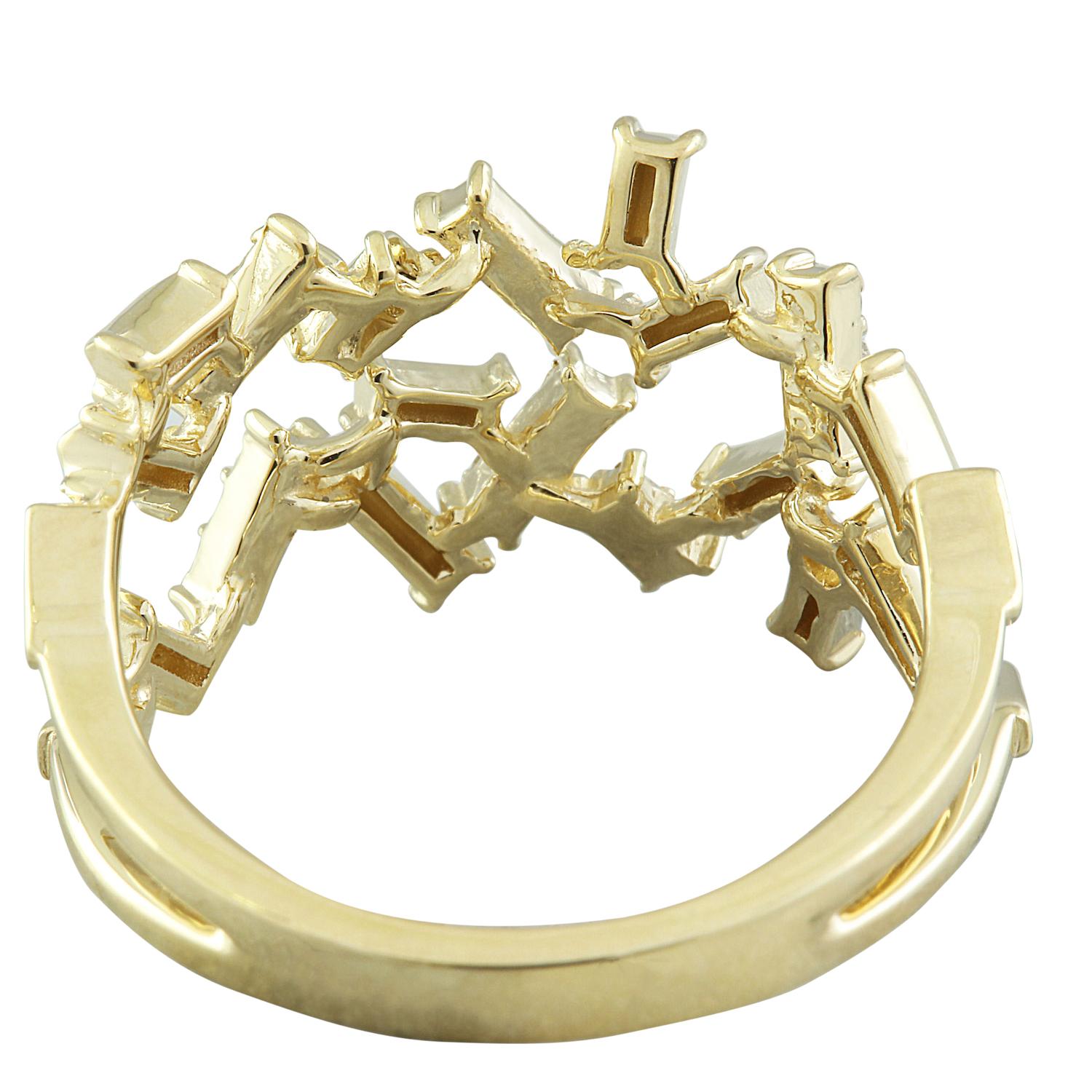Ring aus 14 Karat Gelbgold mit natürlichem Diamanten im Zustand „Neu“ im Angebot in Los Angeles, CA