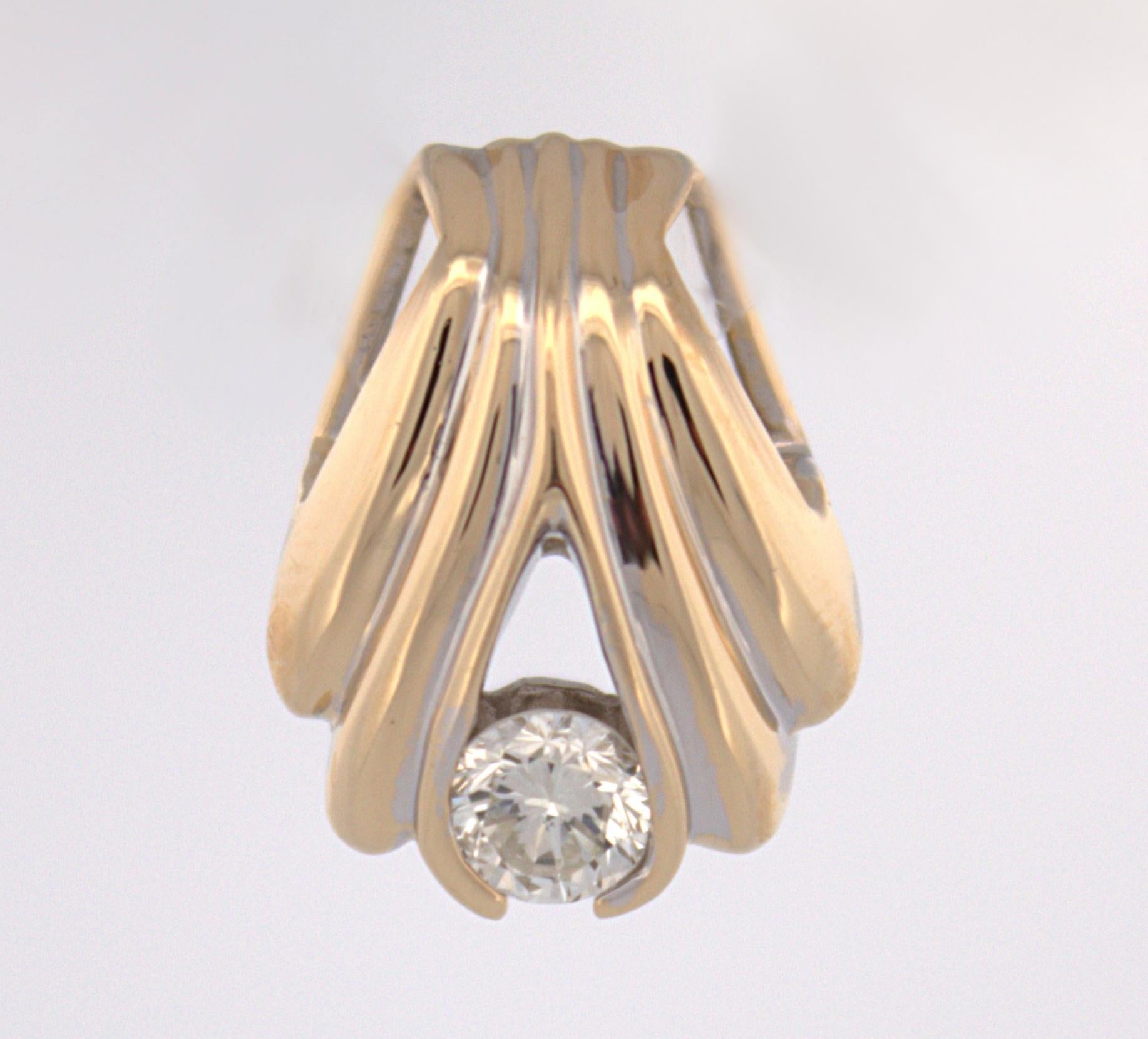 Natural Diamond, 14K Yellow Gold Slide Pendant For Sale 1