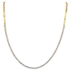 Natural Diamond 14k Yellow Gold Tennis Choker Necklace Wedding Jewelry 16"