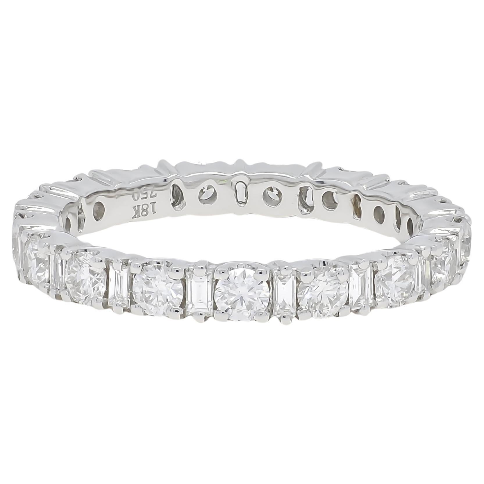 Natural Diamond 1.50 Carats 18KT White Gold Wedding Band Ring