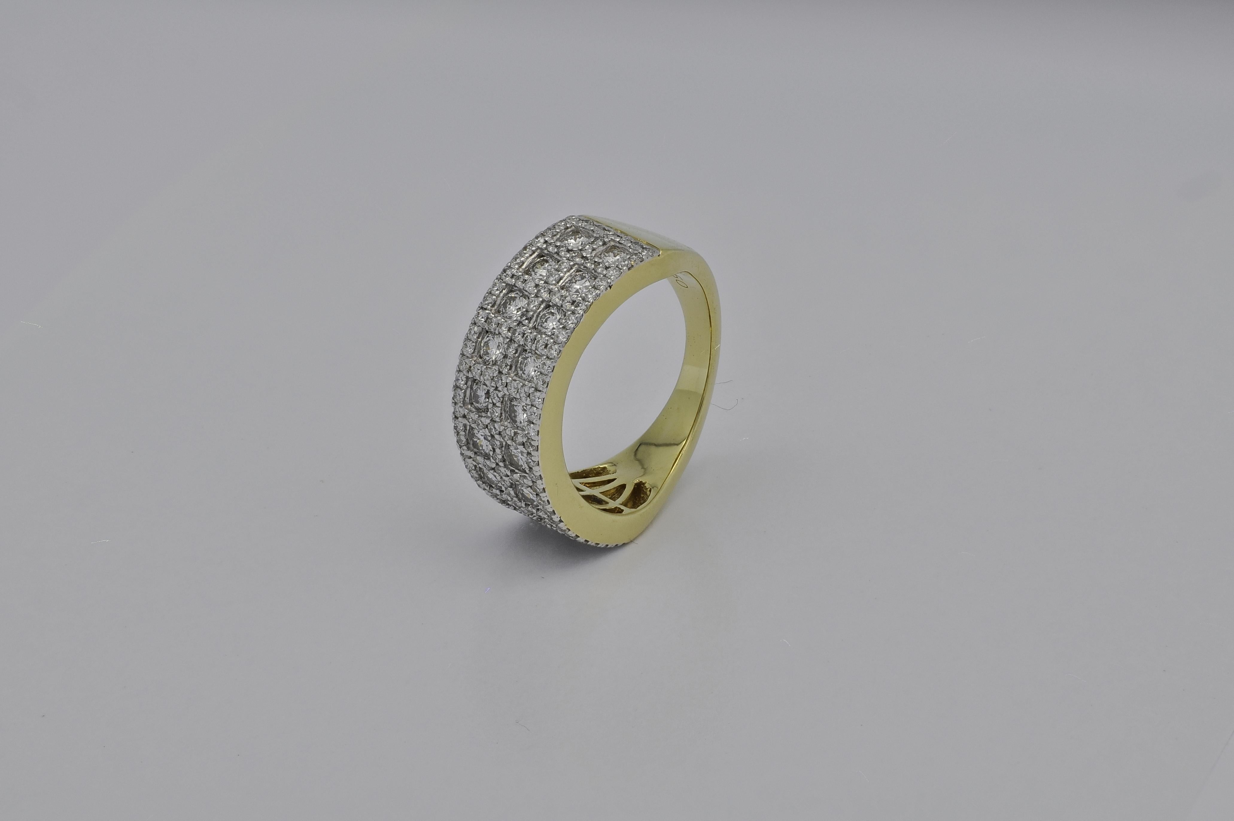 Natural Diamond 1.55 carats 18 Karat White Gold Cocktail Band Ring For Sale 2