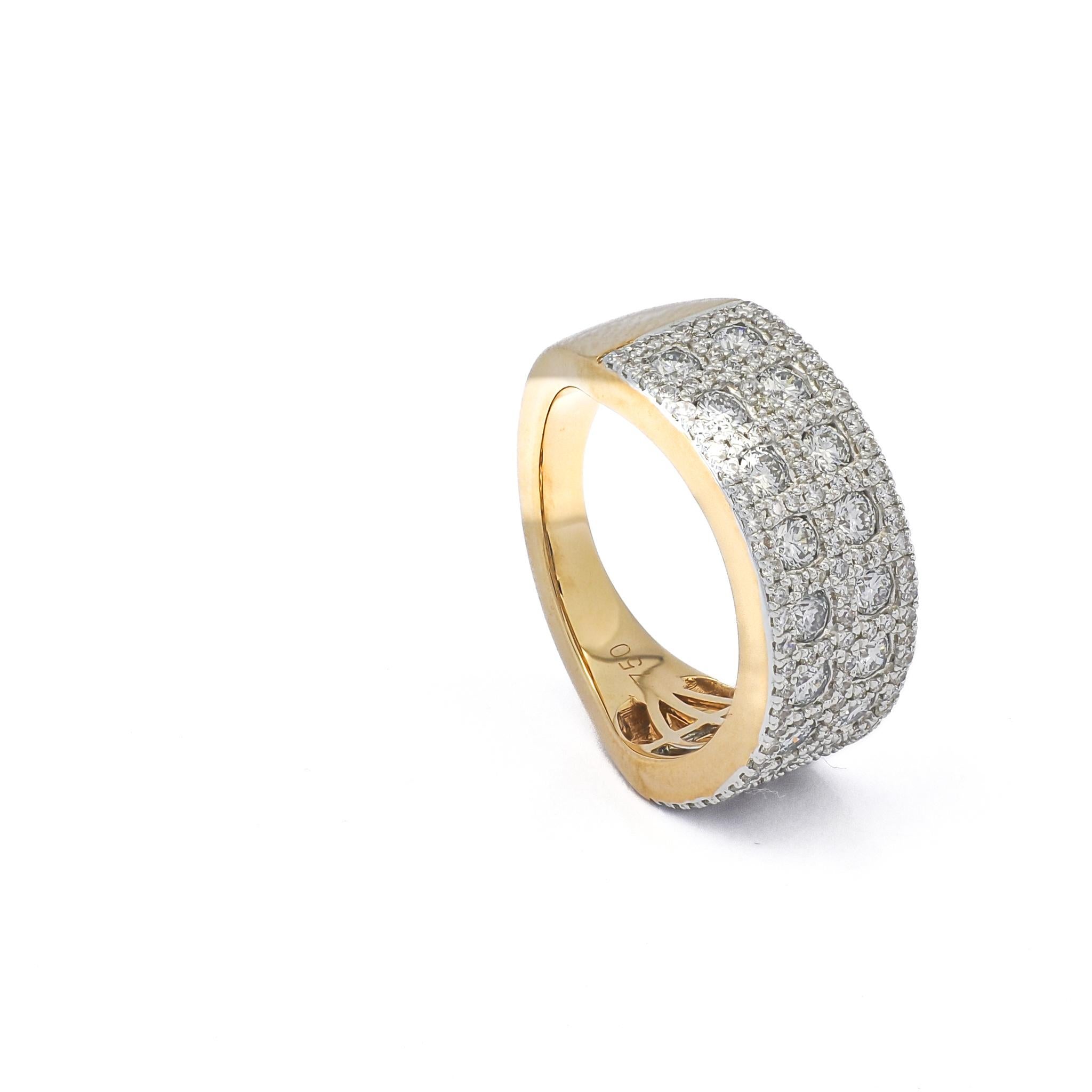 Natural Diamond 1.55 carats 18 Karat White Gold Cocktail Band Ring For Sale 3