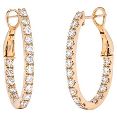 Boucles d'oreilles 'In and out' en or rose 18KT, diamant naturel 1,60 carats 