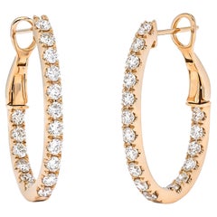 Orecchini a cerchio in oro rosa 18KT con diamante naturale da 1,60 carati "In and out
