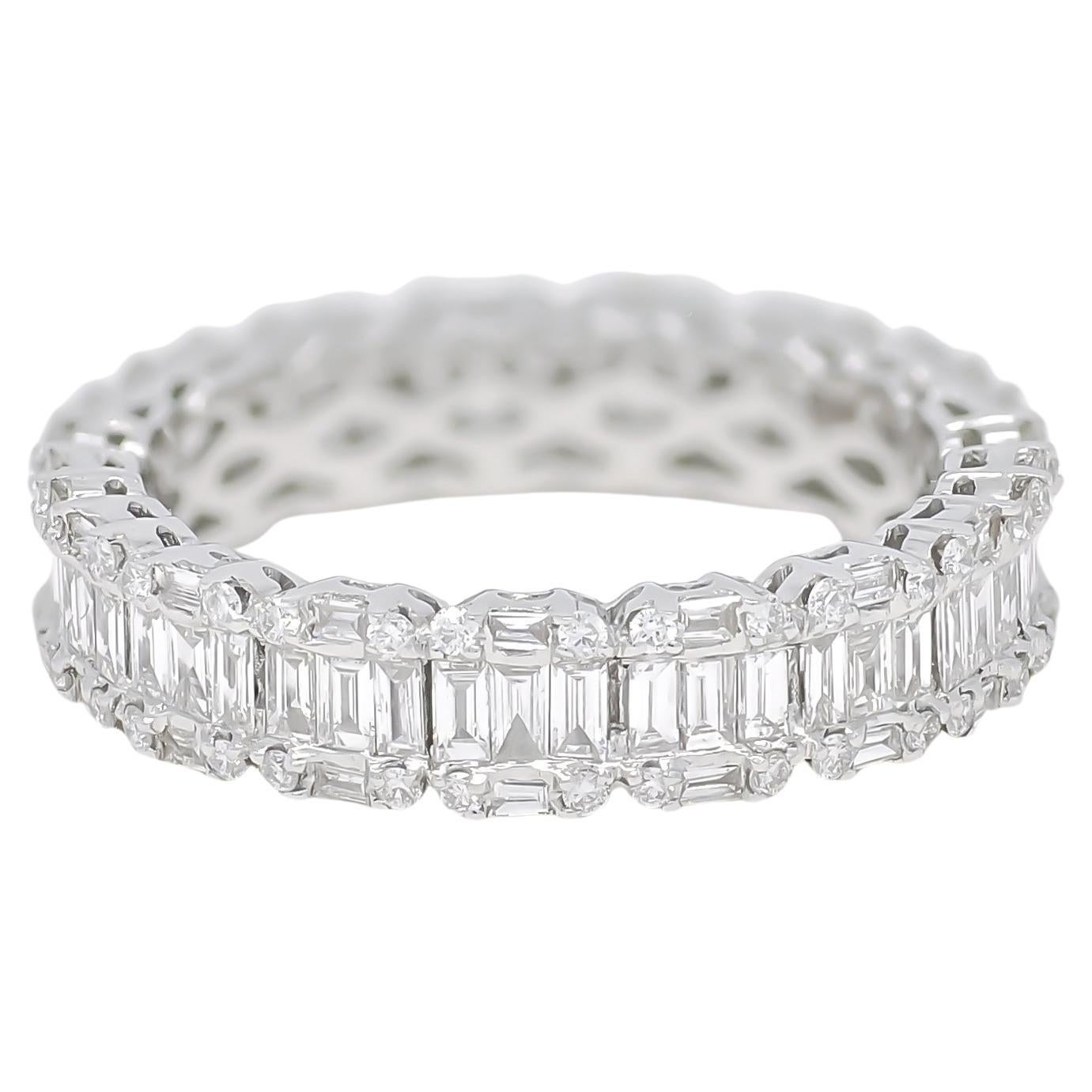 Natural Diamond 1.60 carats 18KT White Gold Cluster Full Eternity Band Ring