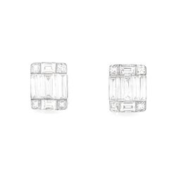 Natural Diamond 1.60 carats 18KT White Gold Cluster Stud Earrings