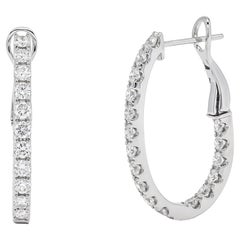 Natural Diamond 1.60 carats 18KT White Gold 'In and out' Hoop Earrings 
