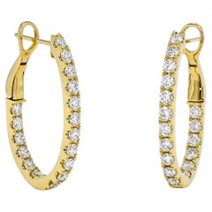 Natural Diamond 1.60 carats 18KT Yellow Gold 'In and out' Hoop Earrings 