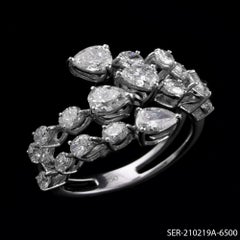 Pear & Marquise Diamond Scatter Bypass Wrap Ring 1.62 Ct 18K Gold Open Ring
