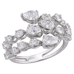 Pear & Marquise Diamond Scatter Bypass Wrap Ring 1.62 Ct 18K Gold Open Ring
