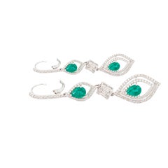 Natural Diamond 1.64cts & Lab Grown Emerald 2.78cts Earring in 14k Gold