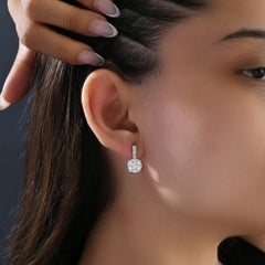 Natural Diamond 1.69Ct Round Cluster Illusion Drop Dangle Earrings White Gold