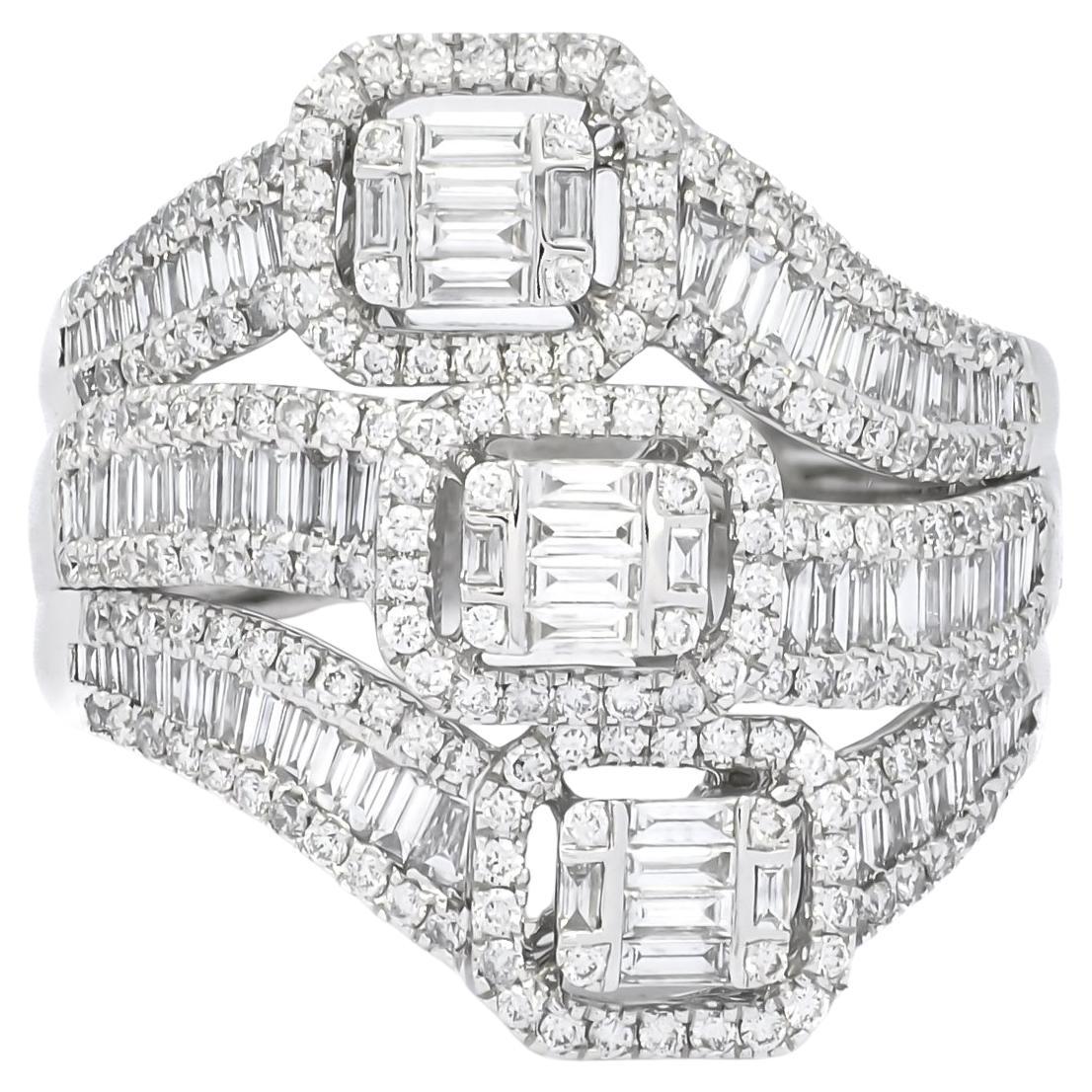 Anello da cocktail con diamante naturale da 1,8 carati in oro bianco 18KT