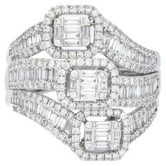 Natürlicher Diamant 1,8 Karat 18KT Weißgold Cocktail-Ring mit Diamanten