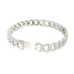 Natural Diamond 18-Karat Cuban Link Style Bangle Bracelet In Stock