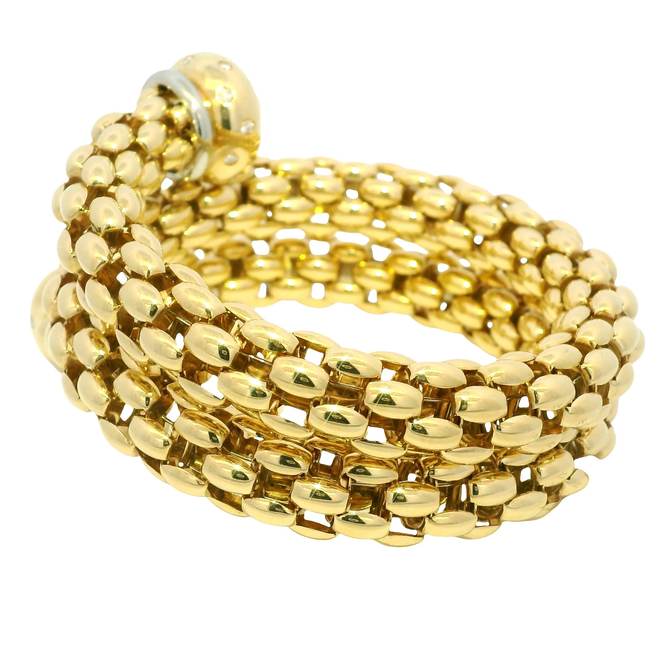 Nature Diamond 18-Karat Textured Link Wrap Bracelet En stock en vente 2