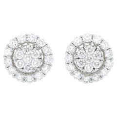 Natürlicher Diamant 1,80 Karat 18KT Weißgold Classic Cluster Ohrstecker