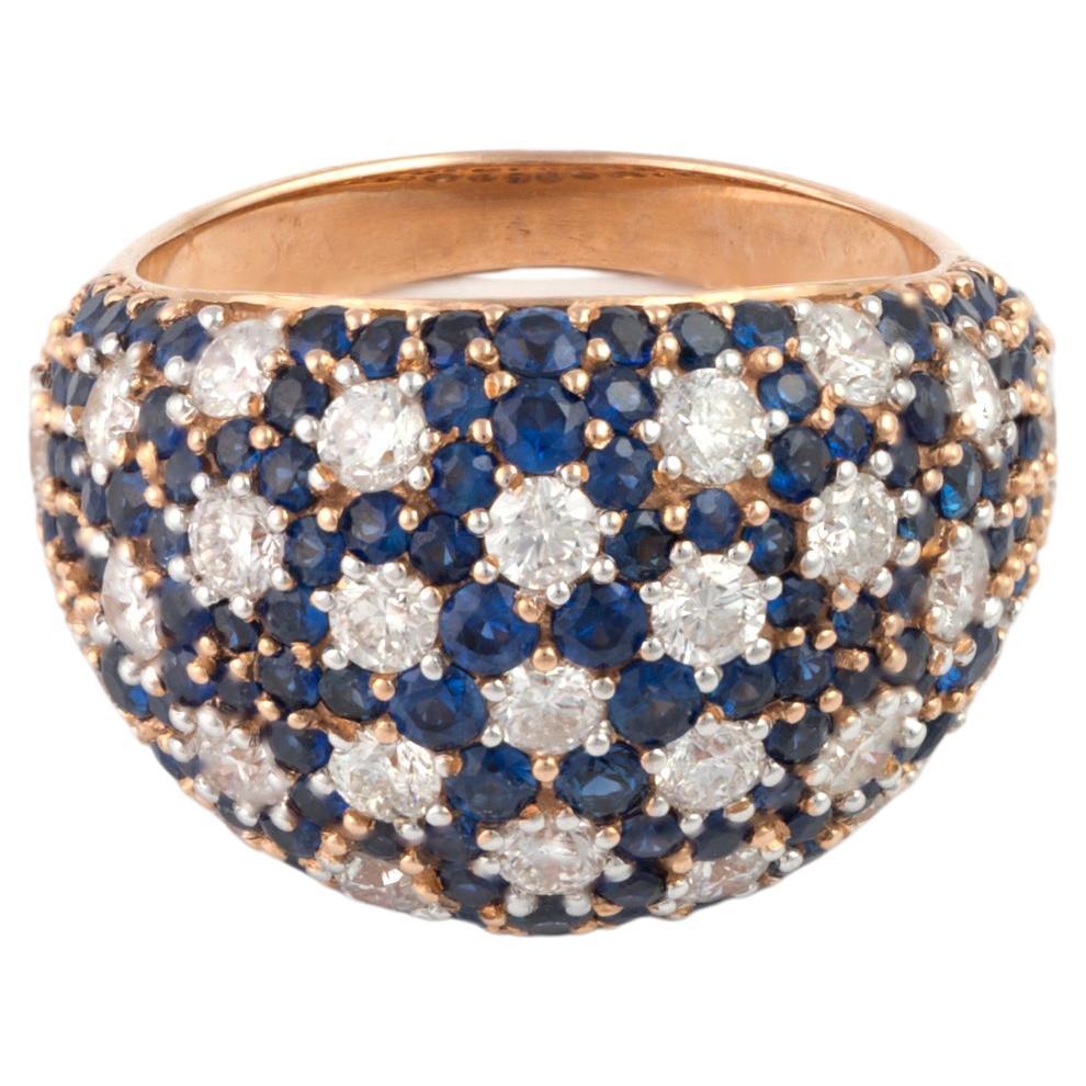 Natural Diamond 1.80cts & Blue Sapphire 3.26cts in 18k Gold 9.49gms Ring For Sale