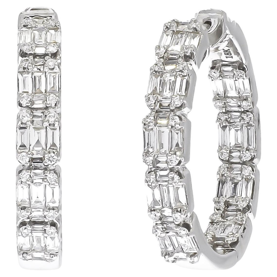 Orecchini a cerchio "In and Out" in oro bianco 18KT con diamante naturale da 1,85 carati