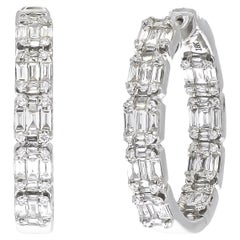 Orecchini a cerchio "In and Out" in oro bianco 18KT con diamante naturale da 1,85 carati