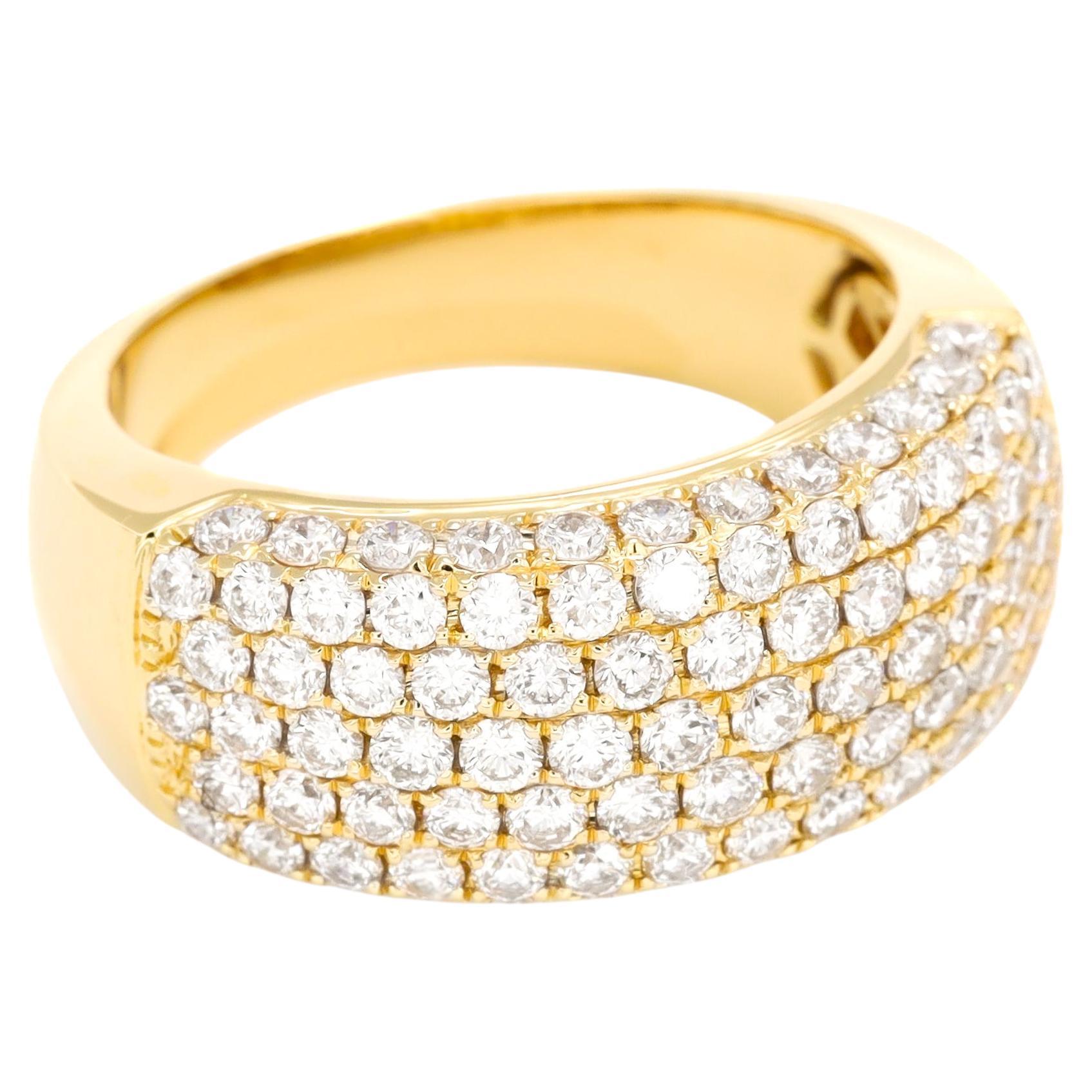 Natural Diamond 1.92 Carats 18KT Yellow Gold Statement Cocktain Ring