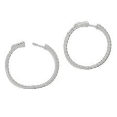 Natural Diamond 1.94CT 18 Karat White Gold Inside/Out Hoop Earrings