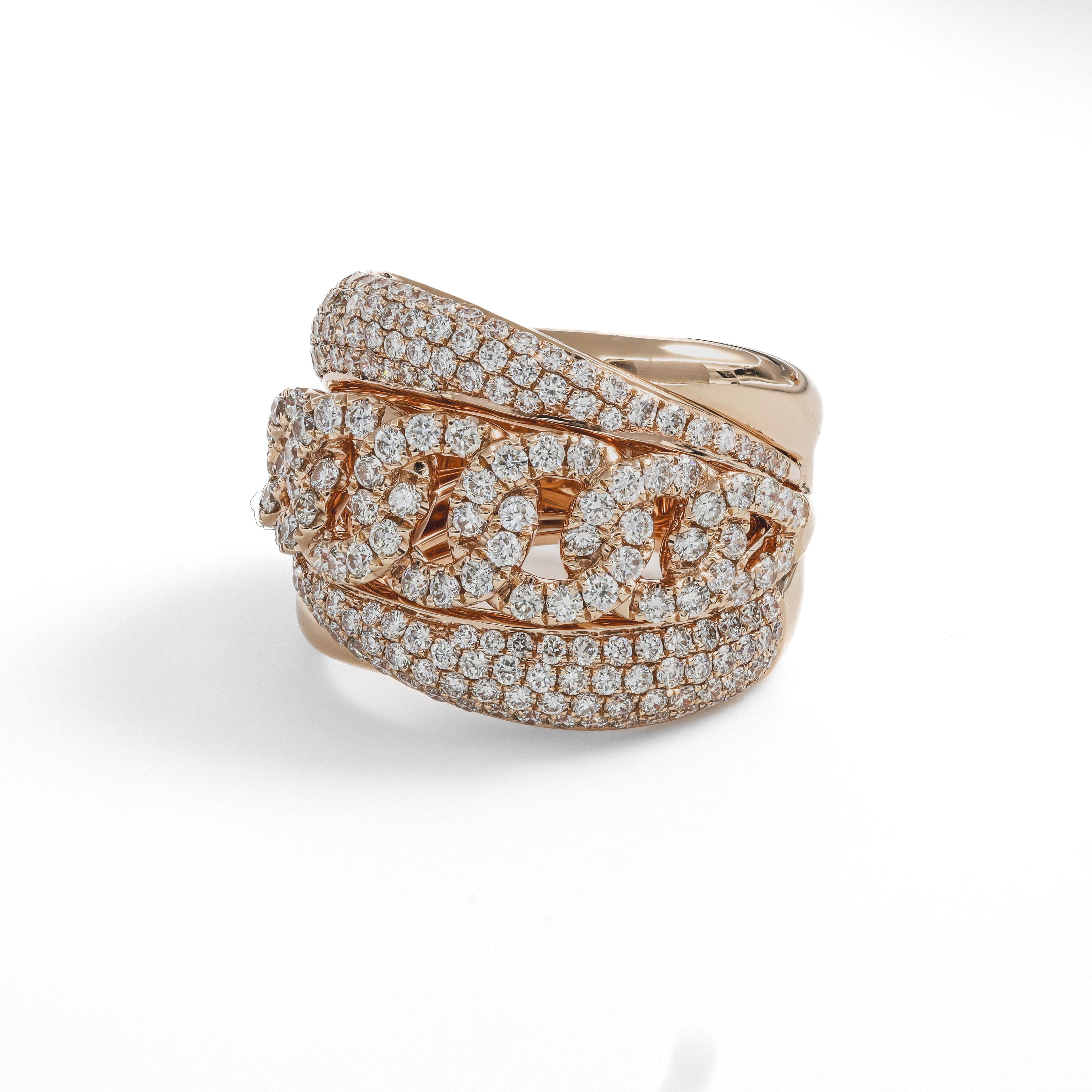 Modern Natural Diamond 1.97 cts 18 KT Rose Gold Designer Cocktail Ring  For Sale