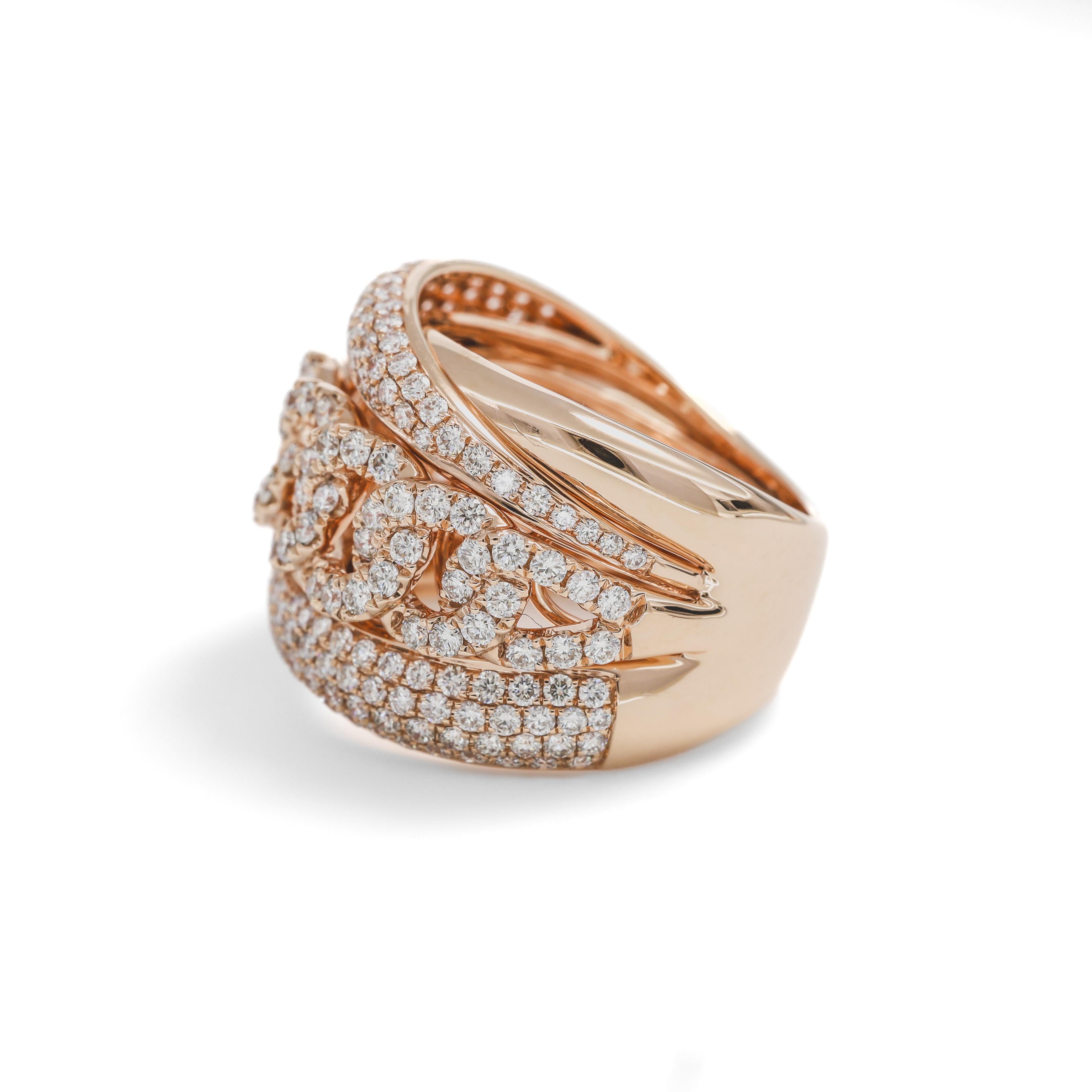 Natural Diamond 1.97 cts 18 KT Rose Gold Designer Cocktail Ring  In New Condition For Sale In Antwerpen, BE