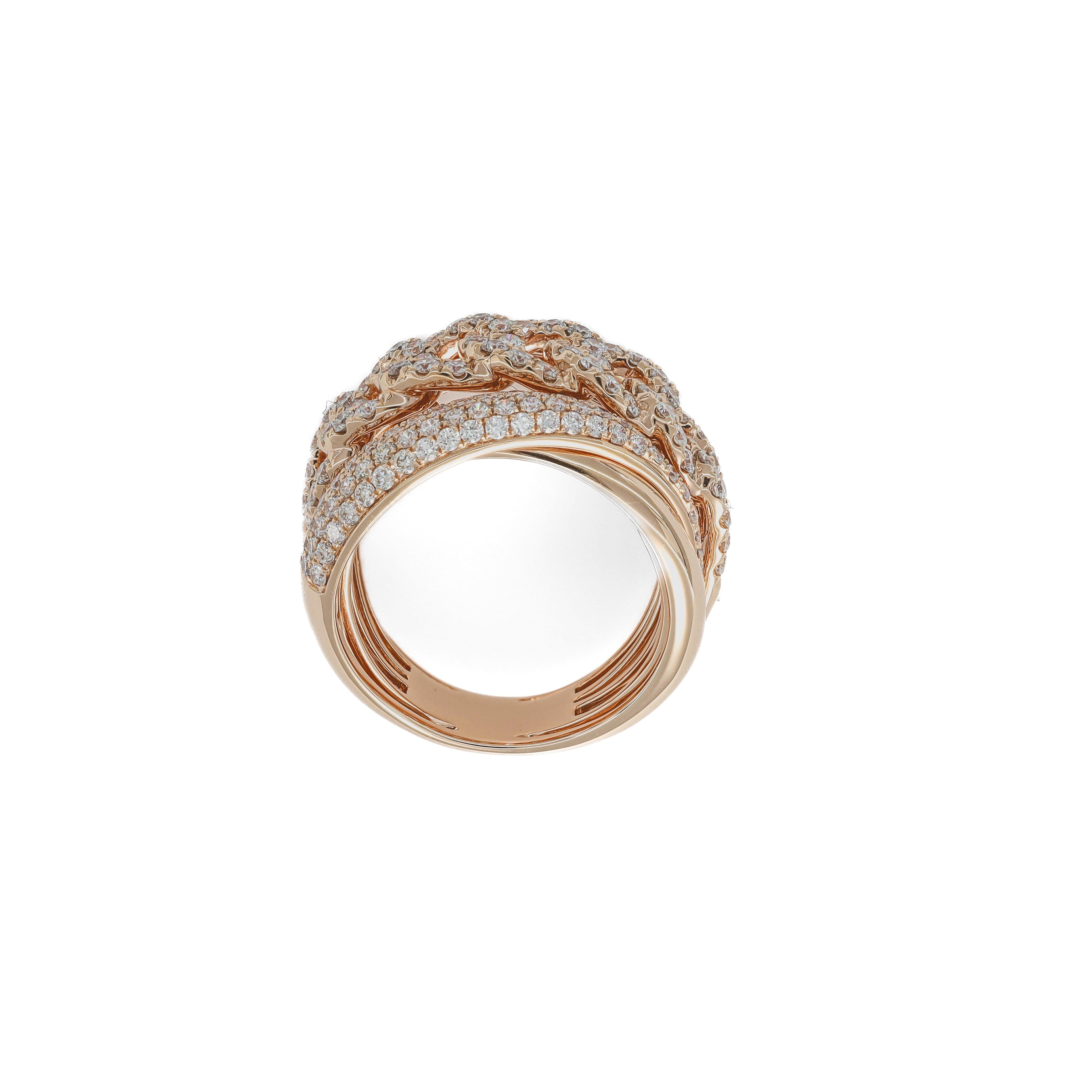 Women's or Men's Natural Diamond 1.97 cts 18 KT Rose Gold Designer Cocktail Ring  For Sale