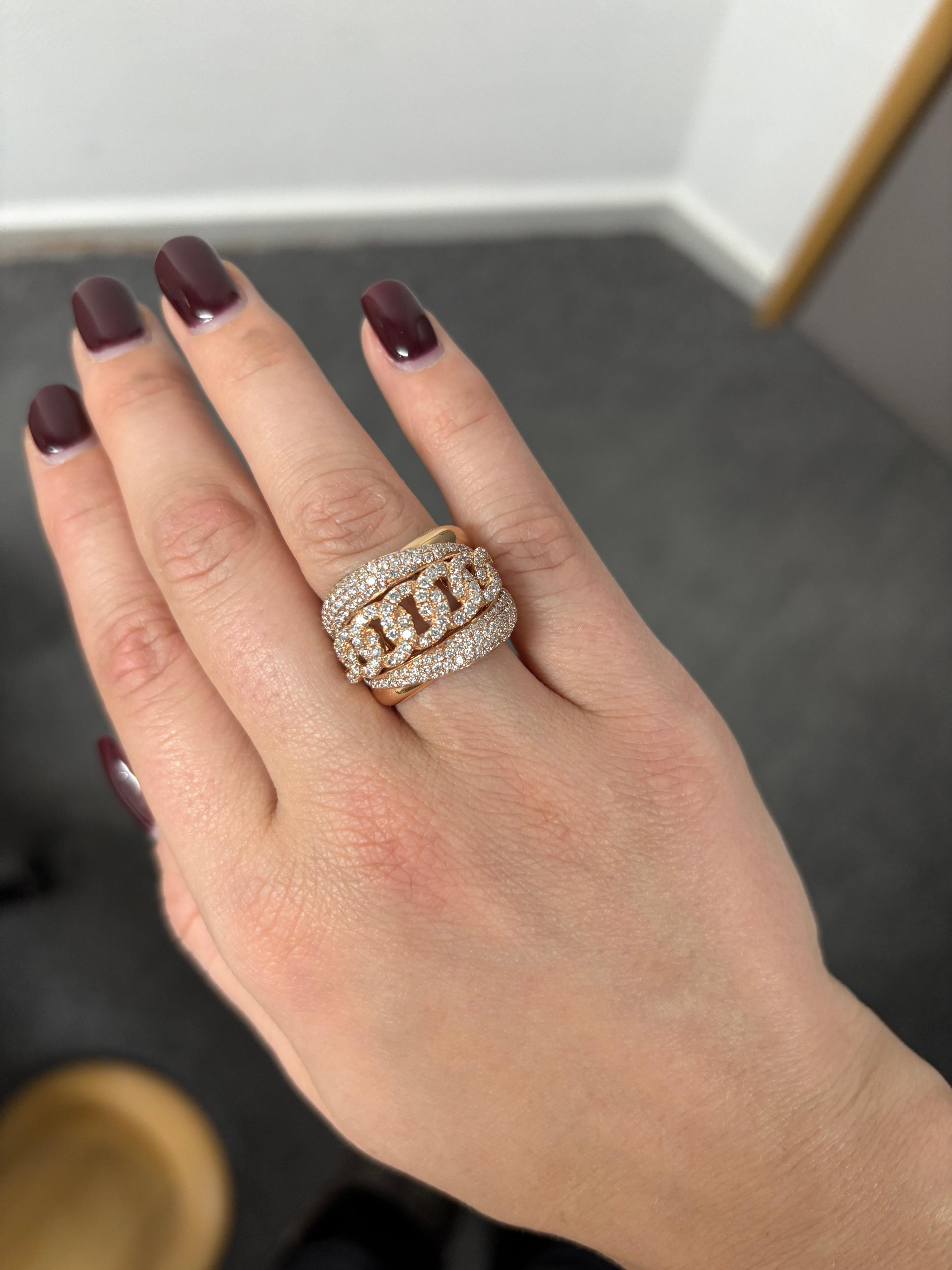 Natural Diamond 1.97 cts 18 KT Rose Gold Designer Cocktail Ring For Sale 1