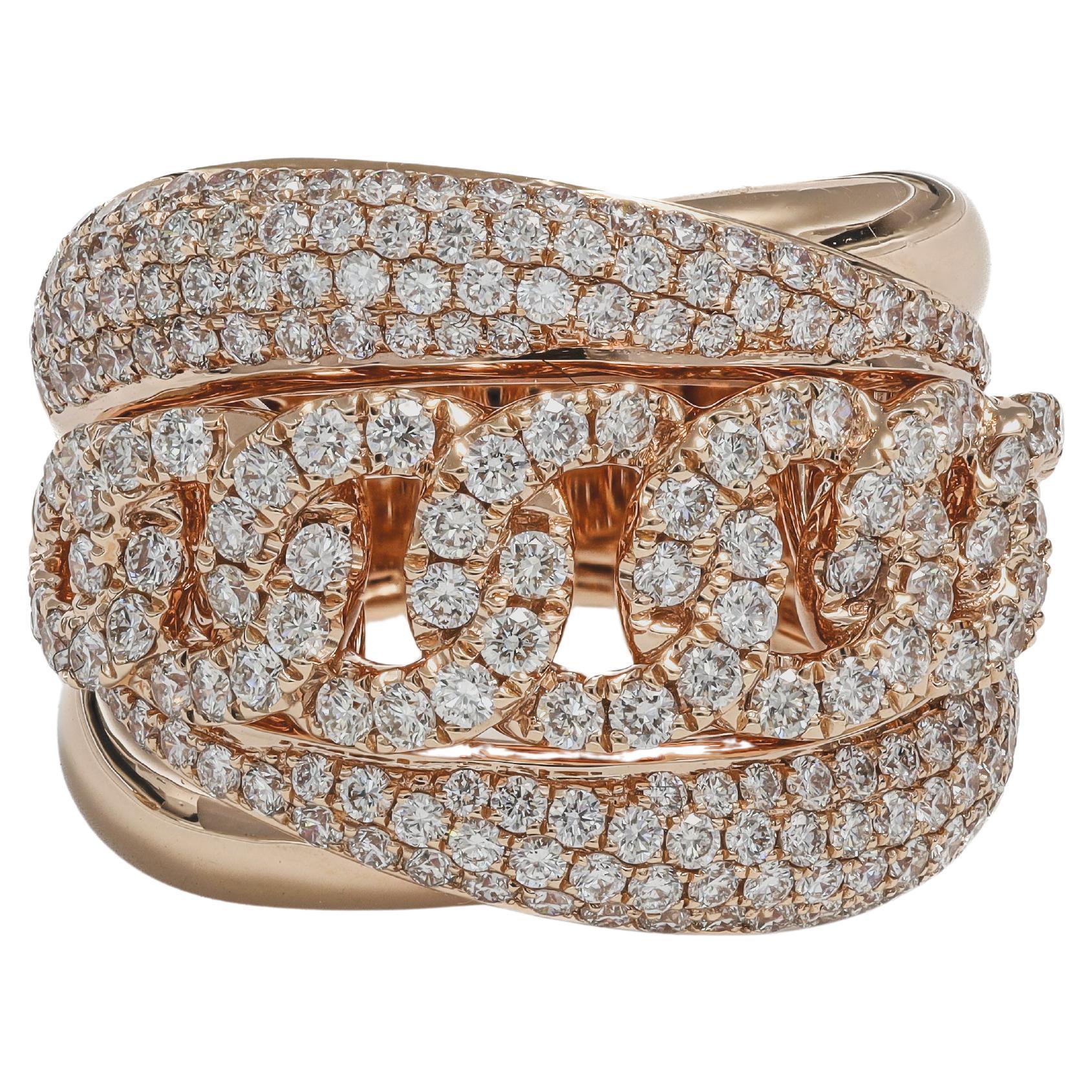 Natural Diamond 1.97 cts 18 KT Rose Gold Designer Cocktail Ring  For Sale