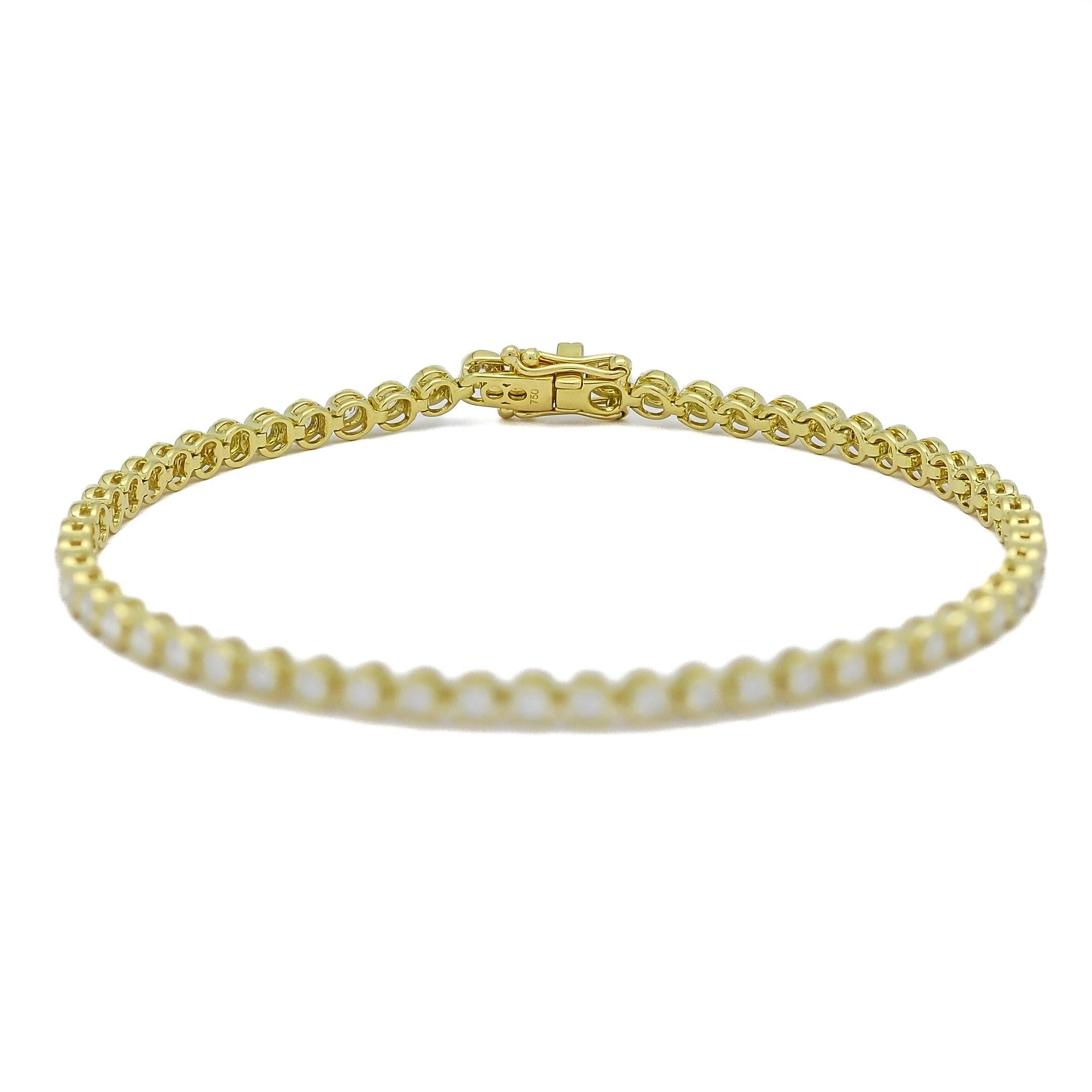 Diamante Natural 2.00 Quilates 18KT  Pulseras de tenis de oro rosa en venta 2